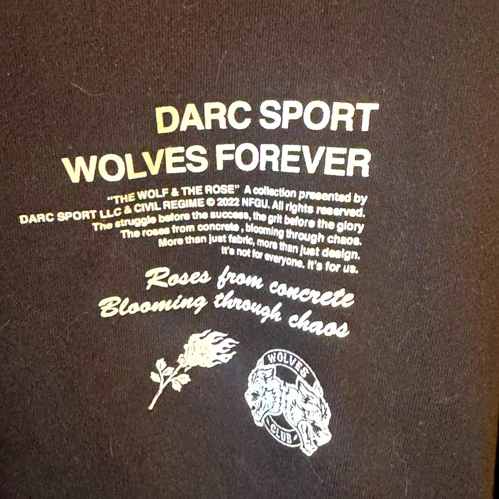 Darc Sport Black Hoodie with Pink Floral Wolf Graphic - Picture 3 of 5